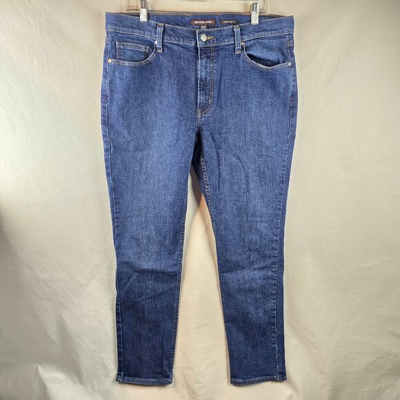 Michael Kors Mens 36x30 Blue Parker Slim Fit Jeans Denim Stretch Cotton Dark A35 - Picture 1 of 11